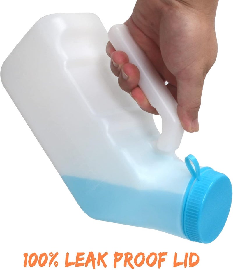 ilyever Upgraded Urinals for Men with Glow in The Dark,1000ml Thick Pee Bottles with Lid,Spill Proof Urinal Bottle for Car,Hospital,Elderly & Incontinence,2 Pack - Image 2